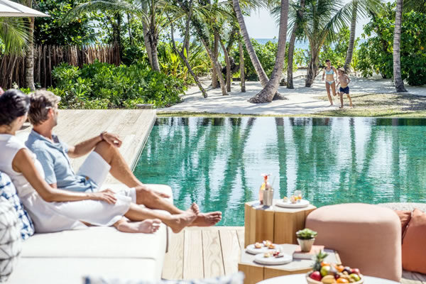 Family in Three Bedroom Royal Beachfront Residence ©InterContinental Maldives