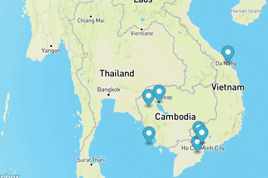 Map Cambodia and Vietnam