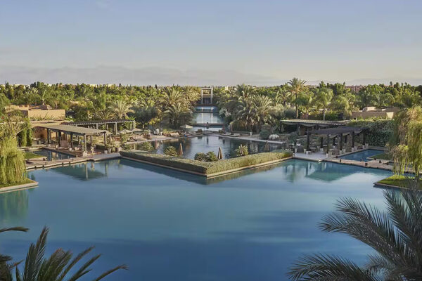 Marrakech Family Vacation at Mandarin Oriental Resort Pools Aerial